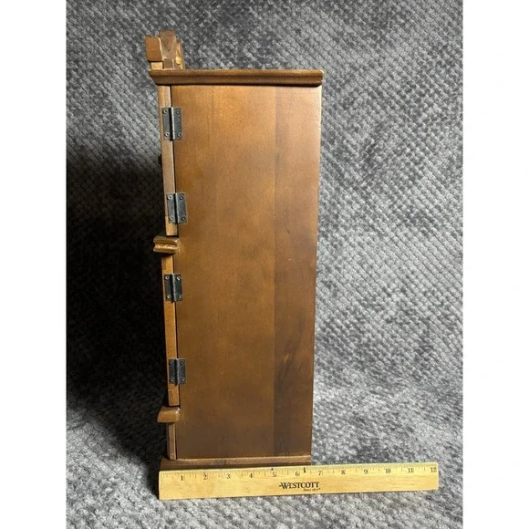 Vintage Grandfather Clock Style‎ Musical Wood Jewelry Box Armoire Hellerware